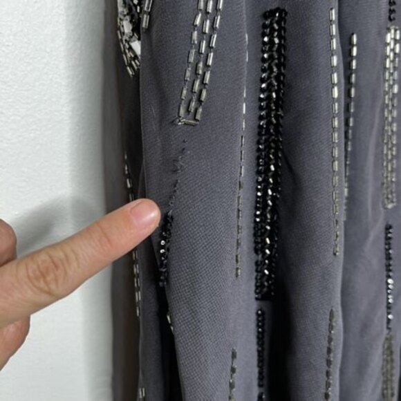 Shail K Beaded Gray Short Cocktail Fit & Flare Dress Size 6 - Picture 11 of 12